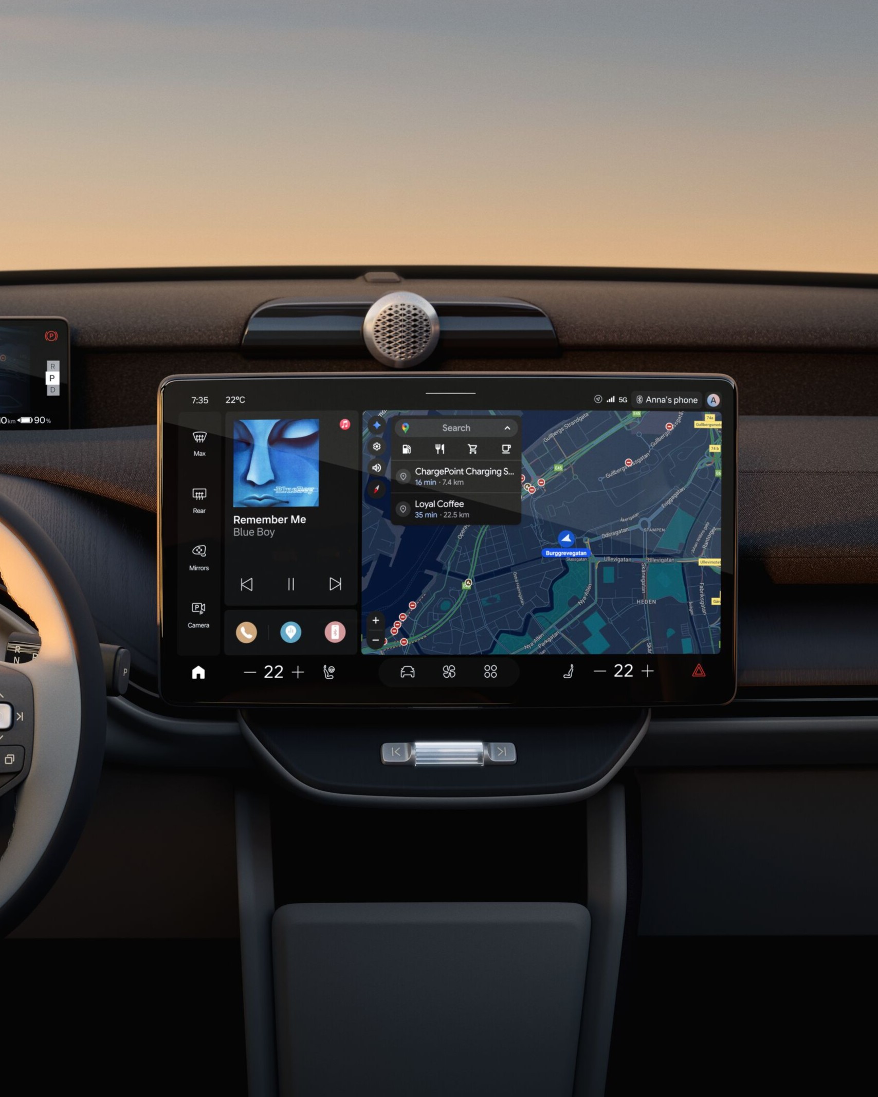 Volvo EX60 digitaal display en infotainment